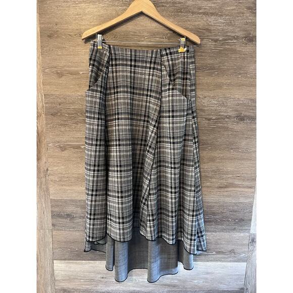 Cato Dresses & Skirts - Vintage Plaid Asymmetrical Skirt Size Medium Pockets Cato Y2K Pleated Grunge